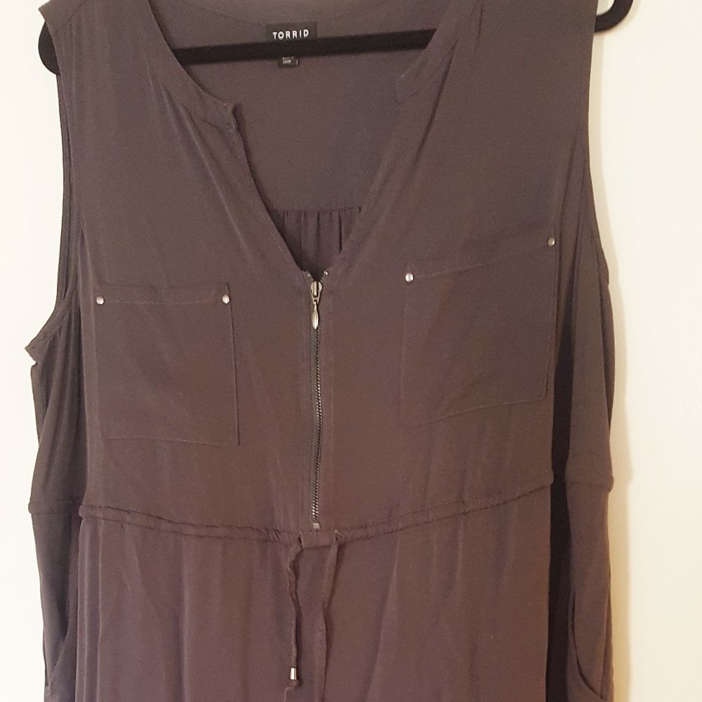 TORRID DRESS Sz 2X Dark Gray Romper Flared Bottom